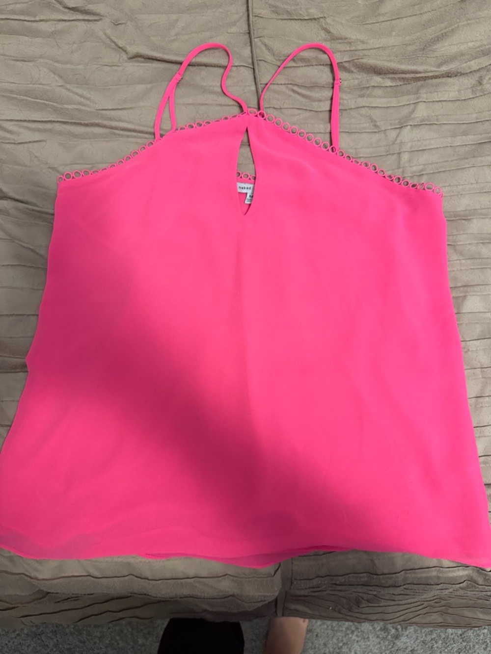 Naked Zebra Hot Pink Spaghetti-Strap Cami with Loop-Trim